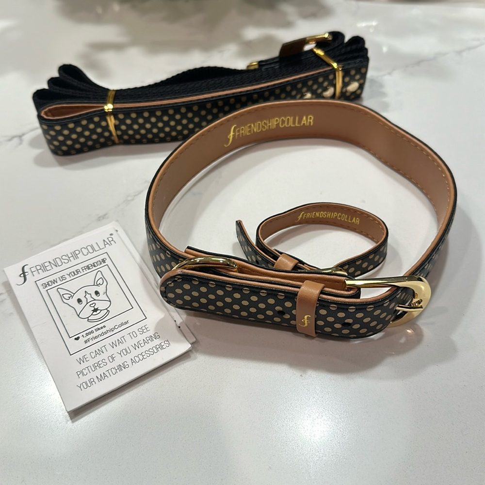 New matching dog collar with leash and owner bracelet